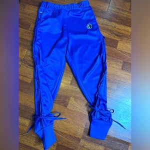 Nike tie sides satin feel joggers blue size small